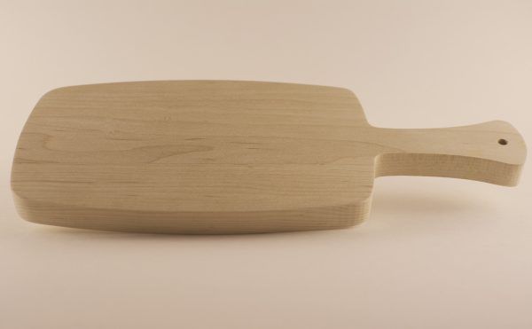 Small wooden bread board side view