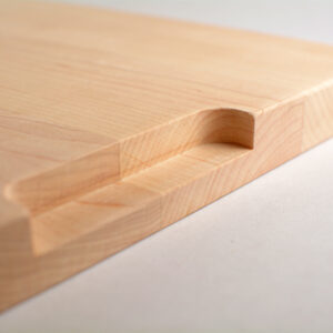 Sushi cutting board finger grip detail Canadian hard maple wholesale